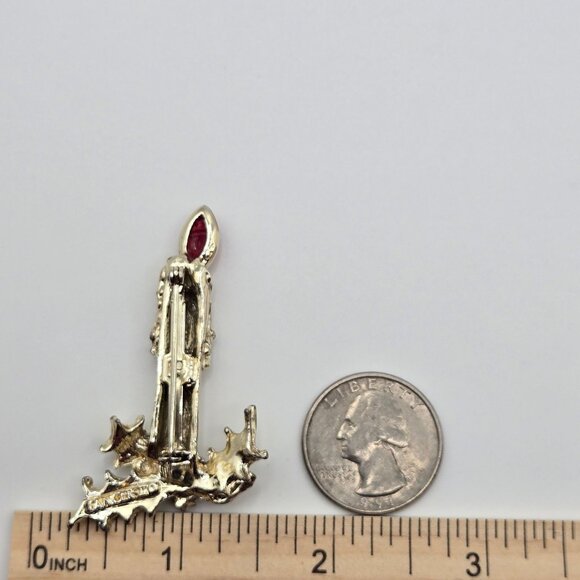 Vtg Tancer II Christmas Tree Candle Brooch Lot Holiday Red Cab Rhinestone Pins - Picture 12 of 13